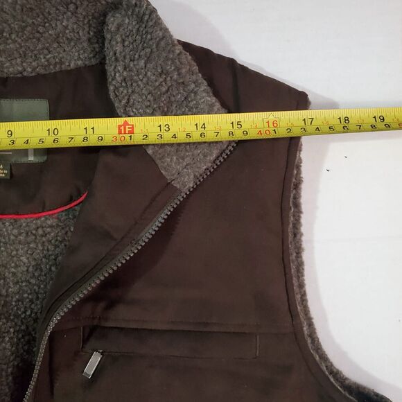 Rainforest Mens Faux Micro Suede Faux Shearling Lined Brown Vest Medium $150MSRP - Picture 6 of 11